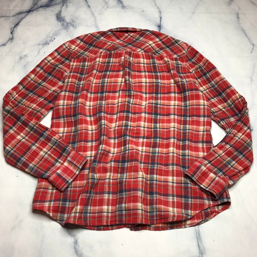 Madewell Red Boyshirt Suntour Plaid Flannel Blouse - Picture 5 of 8